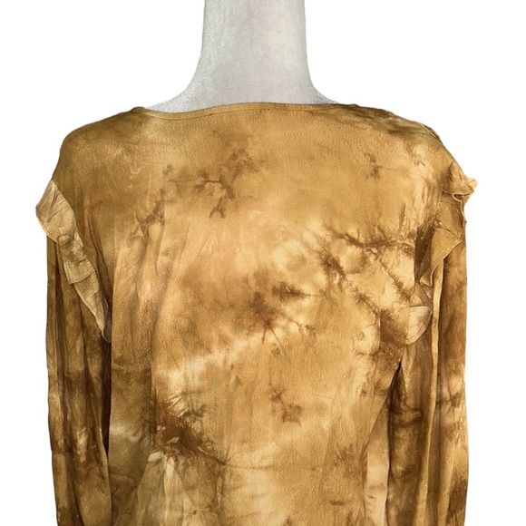 LN Madewell Tie-Dye Ruffle Shoulder Cropped Blouse in Egyptian Gold Tie Dye - M - Picture 11 of 16